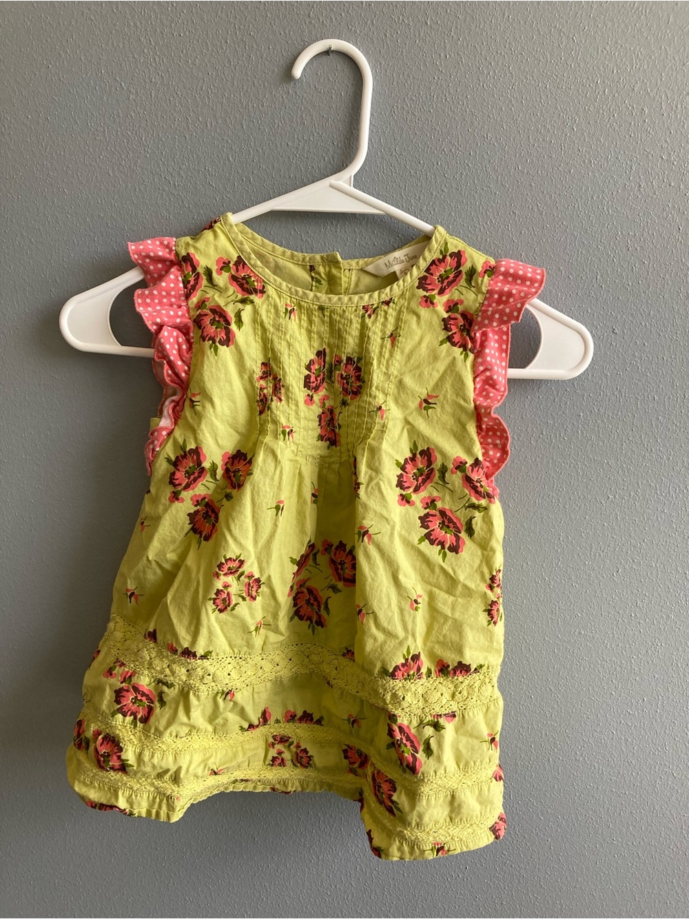 Matilda Jane Size 6 Imagination Tunic Girls Green Floral Ruffle Sleeve